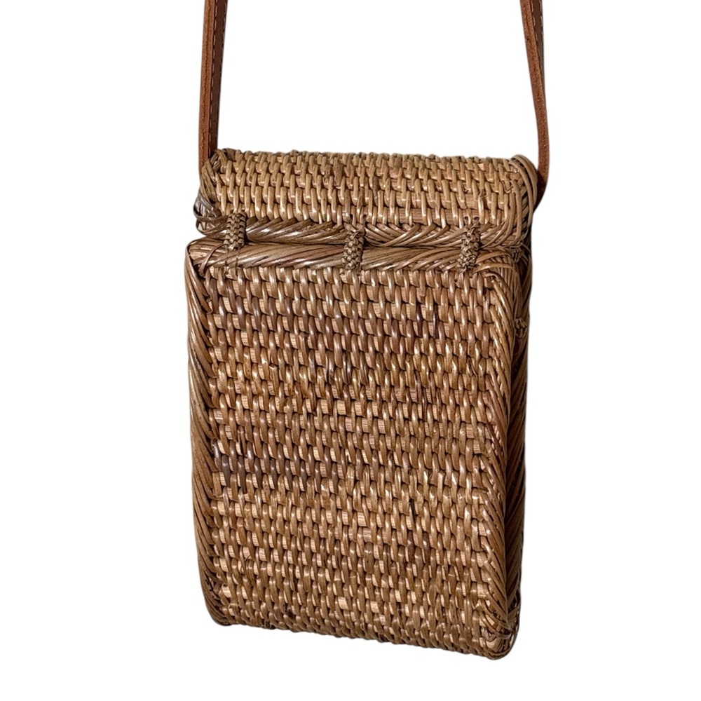 Anthropologie Bali Cellphone Crossbody Bag,100% Rattan,Linen 100% Cotton - Picture 4 of 10